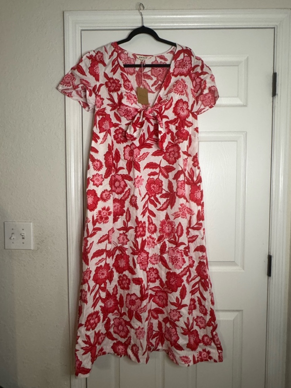 Boden Red and White Floral Midi Dress